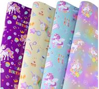 Titiweet Wrapping Paper - Wrapping Paper for Kids, 6 Large Sheets Gift Wrap, 39.4 x 27.6 Inches Per Sheet (Unicorn)