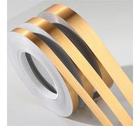 TITKBOW 50 m Decorative Strips, Line Edge Stickers, Self-Adhesive, Waterproof Ceramic Tiles, Shiny Decorative Strips, Floor Tape, Sealing Tape for Tiles and Seams, Adhesive Strips (15 mm, Gold)