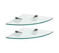 Title: 2 Pack 30Cm Floating Glass Corner Shelves Bathroom Shelf Chrome Brackets