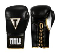 TITLE Boxeo Mexican Leather Lace Training Gloves Quatro (14oz, Black/White)