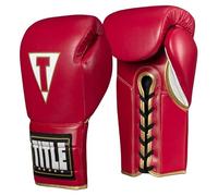 TITLE Boxeo Mexican Leather Lace Training Gloves Quatro (14oz, Red/White)