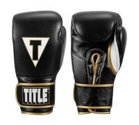 TITLE Boxeo Mexican Leather Training Gloves Quatro Hook & Loop Velcro Glove (14oz, Black/White)