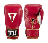 TITLE Boxeo Mexican Leather Training Gloves Quatro Hook & Loop Velcro Glove (14oz, Red/White)