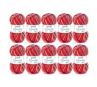 Gründl Felt Wool Colour (Oeko-Tex Certified, 100% Virgin Wool for Felting, 50 g / 50 m, Needle Size: 8-9, 10 Balls of 50 g), Red/Orange/Black, Multicoloured