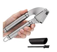 Title: PRIMES Premium Garlic Press Super Easy to Use & Clean Garlic Crusher & Mincer, Professional Kitchen Garlic Press, Easy-Squeeze, Ergonomic Handle, Silicone Garlic Peeler & Brush