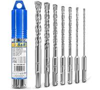 TITLE: S&R Professional SDS Plus Drill Bit Set 7 pcs 4-12 mm - SDS Masonry Drill Bits for Concrete, Stone, Brick & Granite | Double-Helix for Fast Dust Removal | Round Storage Tube
