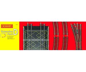 Titles Hornby R8224 OO Gauge Track Extension Pack D - Extra Track Pieces for Model Railway Sets, Model Train Track Pieces, Includes - Curves, LH Point, Buffer Stop & Double Level Crossing - Scale 1:76