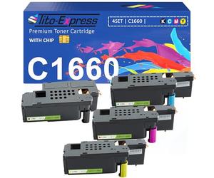 Tito-Express EcoSerie C1660 Compatible with Toner Dell C1660 W - 59311130 59311129 59311128 593211131 Multipack Printer Cartridges C1660w Black Cyan Yellow Magenta Pack of 4