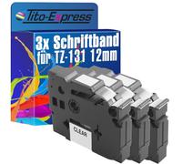 Tito-Express TZe-131 Compatible Label Tape Replacement for Brother P-touch 12 mm TZe-131 TZe131 TZ-131 TZ131 Black on Transparent Pack of 3