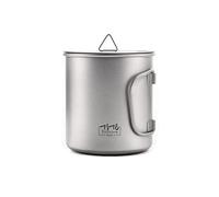 TiTo Titanium Cup Camping Tea Coffee Water Mug Ultralight Portable Cookware 450ml Foldable Handle Titanium Pot with Lid for Outdoor Backpacking Hiking Picnic Drinkware Open Fire (450ml)