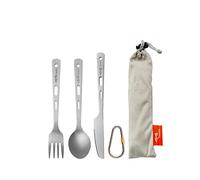 TiTo Titanium Cutlery Set Spoon Spork Knife Chopsticks Portable Lightweight Outdoor Flatware Extra Strong 3/4/5 Piece Straw for Home Use/Travel/Camping/Picnic/Hiking Tableware (3-Piece Cutlery Set)