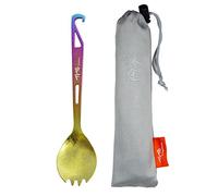 TiTo Titanium Fork Spoon Lightweight Portable Outdoor Dinner Spoon Fork Dinner Cutlery Outdoor Camping Spork with Bottle Opener