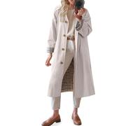 TITOMD Long Trench Coat Single Breasted Check Lining Classic Collar Fall Overcoat Fashion Outerwear, Apricot, L