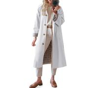 TITOMD Long Trench Coat Single Breasted Check Lining Classic Collar Fall Overcoat Fashion Outerwear, Beige, L
