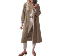 TITOMD Long Trench Coat Single Breasted Check Lining Classic Collar Fall Overcoat Fashion Outerwear, Camel, XL
