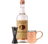 Tito's Vodka & Copper Mug & Jigger 70cl | Spirit Gifts for Him, Her, Birthdays, Christmas, Corporate, Mothers Day, Fathers Day