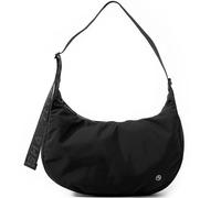 Titosha Medium Nylon Crescent Crossbody Bag for Women with Organizer Hook Dual Interior Zippered Pockets, Black