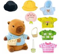 TITQWOP 10.2" Brown Capybara Plush Toy Figure with 9 Outfits and Accessories, Super Soft Plush Toy for Boys, Girls and Kids (Yellow Capybara)