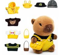 TITQWOP 10.2" Brown Capybara Plush Toy with 9 Clothes and Accessories Super Soft Capybara Stuffed Animal for Kids Girls Boys (Black Capybara)
