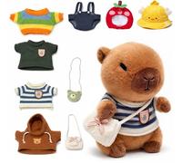 TITQWOP 10.2" Brown Capybara Plush Toy with 9 Clothes and Accessories Super Soft Capybara Stuffed Animal for Kids Girls Boys (Brown Capybara)