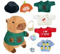TITQWOP 10Pcs Capybara Plush Toy Capybara Plush with 9 Clothes and Accessories Super Soft Capybara Stuffed Animal for Kids Girls Boys 10.2inch