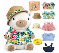 TITQWOP 9-Pc Capybara Plush Set with Beach Outfits & Accessories, Gift Box