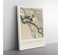 Tits On A Cherry Branch By Ohara Koson Exhibition Museum Asian Japanese Canvas Wall Art Print Ready to Hang, Framed Picture for Living Room Bedroom Home Office Décor, 60x40 cm (24x16 Inch)