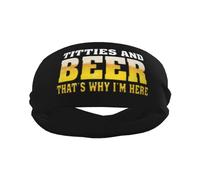 Titties Beer That's Why I'm Here Funny Sports Sweatbands for Men Women Non Slip Elastic Wristbands Headbands for Basketball Tennis Workout Gym Yoga Absorbent Breathable (Black)