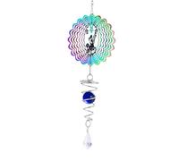 Tiudium Fairy Kinetic Gradient Color Wind Spinner Sculpture 3D Wind Chimes Sun Catcher Gazing Ball Spiral Tail Stabilizer