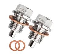 Tiudium Magnetic Oil Drain Plug M14 X 1.5MM 2 PCS, Stainless Steel Engine Oil Drain Plugs with 2 Pcs Copper Gasket Anti Leakage