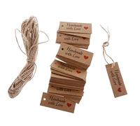 Tiuimk 100PCS Handmade with Love Mini Kraft Paper Tags - Rustic Brown