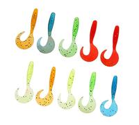 Tiuimk 10pcs Curly Tail Grub Soft Worm Fishing Lure Micro Jig Head Tackle Bait