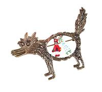 Tiuimk Cartoon Fairytale Story Big Bad Wolf Little Red Riding Hood Cartoon Brooch Pin - Antique Bronze