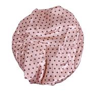Tiuimk Eco-friendly Polka Dot Printed EVA Shower Cap, Waterproof Bath Hat, Coffee Dots