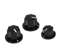 Tiuimk JB Bass Guitar Tuning Knobs Kit - Set of 3 Vintage Style Black Skirted Knobs, Compatible with Jazz Bass Guitar, ABS Material