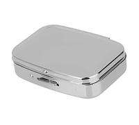 Tiuimk Premium Square Pill Box - Compact Silver Metal Pillbox