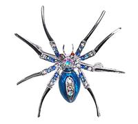 Tiuimk Unisex Alloy Spider Rhinestone Modern Pin Broochs Blue