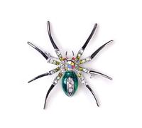 Tiuimk Unisex Alloy Spider Rhinestone Modern Pin Broochs Green