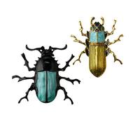 Tiuimk Vintage Chic Alloy Insect Design Brooch Pin Set - Colorful Beetle Brooch + Black Stink Bug Brooch
