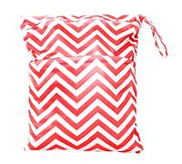 Tiuimk Washable Reusable Baby Cloth Diaper Bag | Double Zipper Tote Style Bag