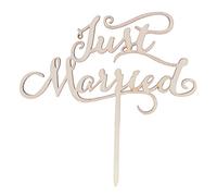 Tiuimk Wooden Cake Topper - Just Married - Rustic Natural Wood Cake Decoration