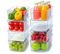 Tiuruku (Set of 8) Refrigerator Pantry Organizer - Include 8 Organizer 4 Large & 4 Small Drawers Stackable Organizers for Freezer, Kitchen, Countertops, Cabinets - Clear Plastic Pantry Storage Rack.