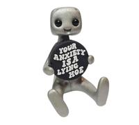 Tiuyii Anxiety Relief Robot with Slogan - Your Anxiety Is A Lying H*e - Inspirational Mini Robot Statue Desk Figurine Ornament Gift for Friends