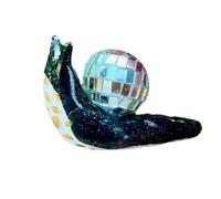Tiuyii Disco Snail Statue Resin Snail Figurine Garden Ornament Yard Art for Home Office Desktop Ornament