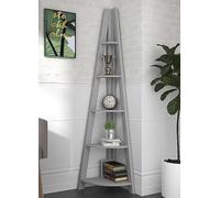 Tiva 5 Shelf Grey Corner Ladder Bookshelf - LPD Home - Wilko