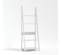 LPD Tiva White Ladder Bookcase - Sleek Leaning Design With 5-Tier Shelving For Modern Storage W 64 X L 38.6 X H 175.4 Cm