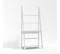 Tiva White Ladder Desk - Sleek Workspace with 3 Shelves & Modern Design