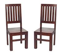 tivat dark mahogany mango wood slat back dining chairs in pair