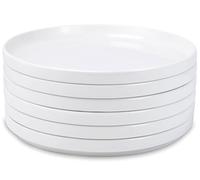 Tivcck 10 inch White Dinner Plates Set of 6, Ceramic Dinner Plates, Round Dessert Salad Plate, Porcelain Plate for Kitchen, Restaurant, Microwave, Oven & Dishwasher Safe, Scratch Resistant