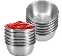 Tivcck 12 Pcs Mini Sauce Cups,Stainless Steel Condiment Cups,Reusable Sushi Dipping Dishes,Ketchup Dipping Cups,Small Pudding Condiment Cups for Home Kitchen Restaurant (Sliver 60ml)